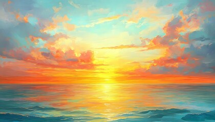 Obraz premium Calm sea, warm sunset colors.