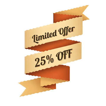 Vintage Ribbon Tag PNG &ndash; 25% OFF Limited Offer Label with Scalloped Edges and Folded Design