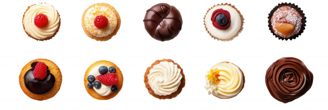 aesthetic top-down dessert sampler set, for infographic