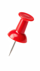 Red push pin office supply stationery item sharp point plastic material bright color useful tool organization note taking bulletin board