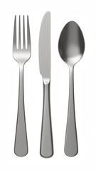 Cutlery set including fork, knife, and spoon, designed for dining. sleek, modern design adds elegance to any table setting