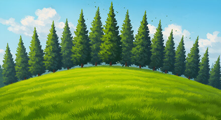 green forest in the mountains