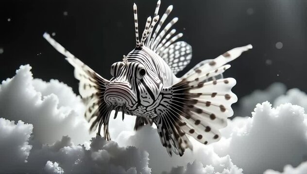 Lionfish spreading fins in warning
