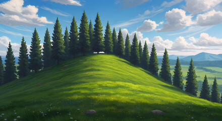 landscape with mountains and trees