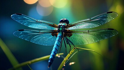 Vibrant dragonfly in nature