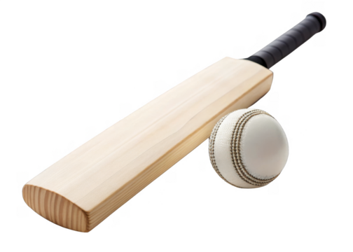 cricket bat and ball isolated on transparent background. - Powered by Adobe