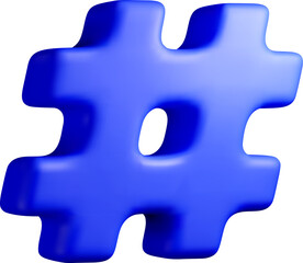 3D Blue Hashtag Symbol on a Smooth Surface