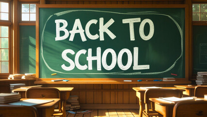 Back to school written on the school board	