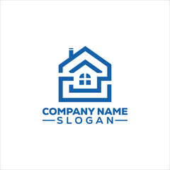Simple Blue House Home Logo