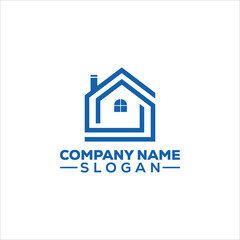 Simple Blue House Home Logo