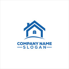 Simple Blue House Home Logo