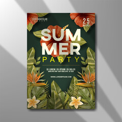 natural summer party flyer template design