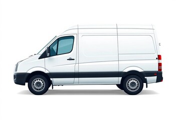 Clean white van vector illustration, side, back, front & top views Easy to edit , white van,   commercial