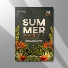 realistic summer party flyer celebration template design
