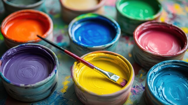 Pottery painting session in a community studio