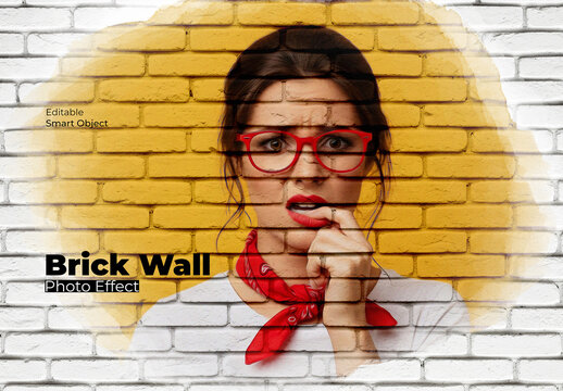 Brick Wall Overlay Photo Effect Photoshop Template