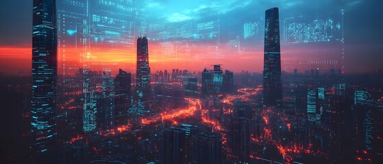 Tech city, data lines, build design.