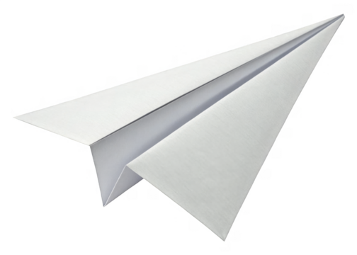 paper plane isolated on a transparent background.	