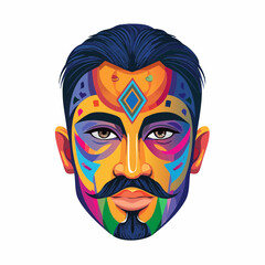 Obraz premium abstract digital painting of a mans face in vibrant neon colors