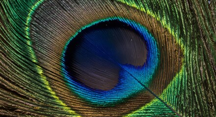 Obraz premium Macro close-up of a vibrant peacock feather eye