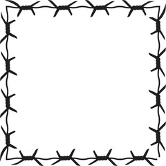 Obraz premium barbed wire. Protective wire territory. Vector illustration template. Barbed wire silhouette drawn by hands and pencil, chalk.