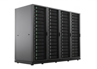 server rack isolated on a transparent background.	