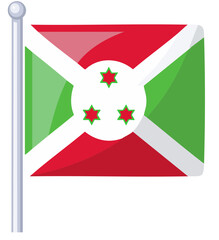 Burundi National Flag with Traditional Red Green White Pattern
