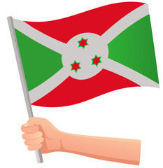 Burundi Flag Waving on Pole - African Country National Symbol
