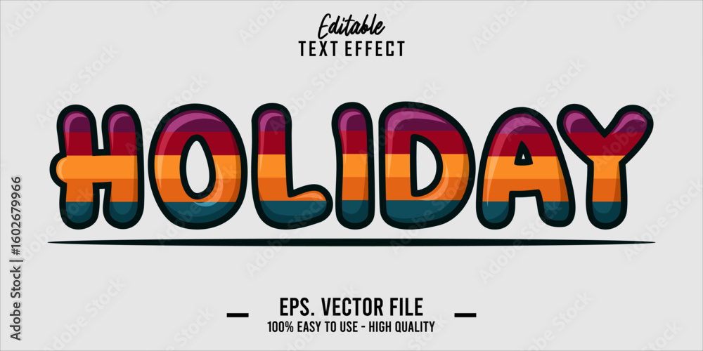 Fototapete editable text style effect, holiday text in cool vector style
