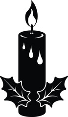Christmas candle silhouette vector illustration holiday season