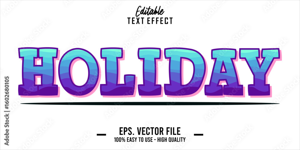 Fototapete editable text style effect, holiday text in cool vector style