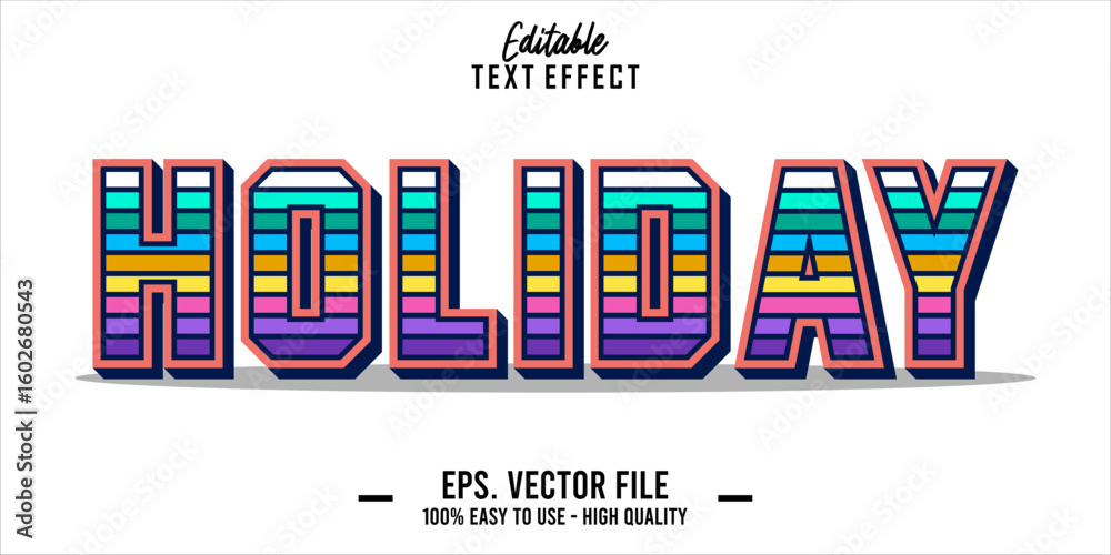 Fototapete editable text style effect, holiday text in cool vector style
