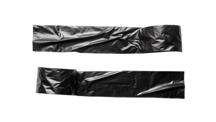 Photo of two strips of black adhesive tape isolated on transparent background