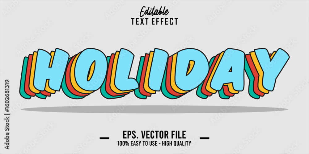 Fototapete editable text style effect, holiday text in cool vector style