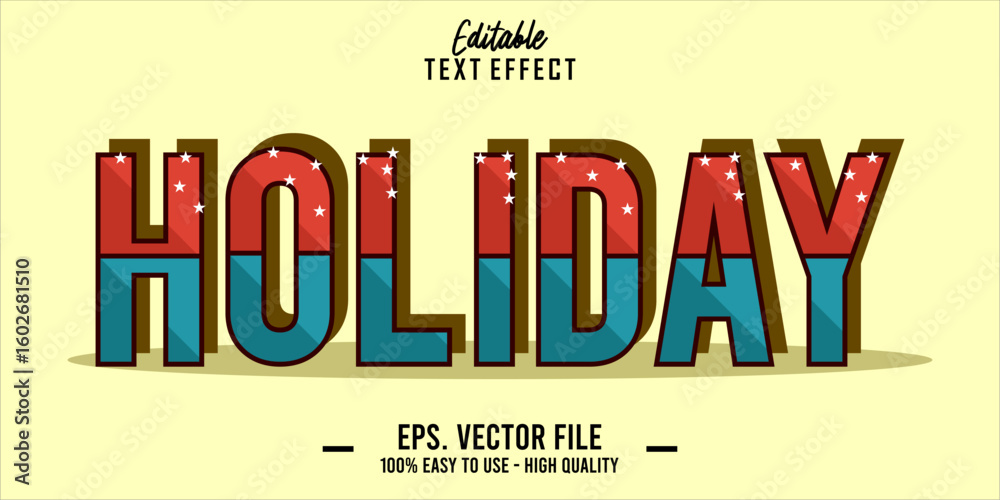 Fototapete editable text style effect, holiday text in cool vector style