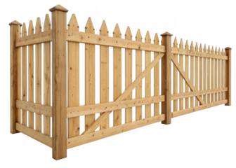wooden fence isolated on a transparent background.	