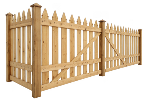 wooden fence isolated on a transparent background.