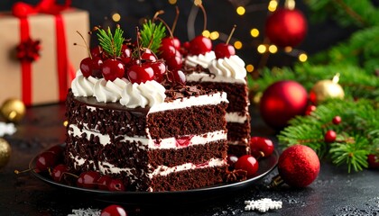 Festive Chocolate Cake with Cherries (1)