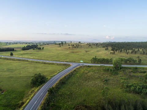 Aerial view of t intersection off the Golden Highway