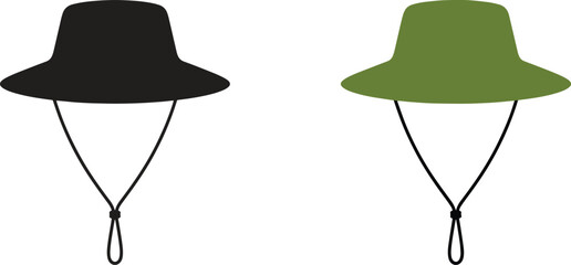 Bucket hats icons. Fashion, casual, summer, accessory vector illustration