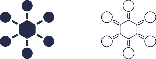 Abstract Network Connection Snowflake Icon Vector Illustration