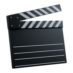 Fototapeta premium Professional black film clapperboard with iconic white stripes ready for action on set isolated on png background