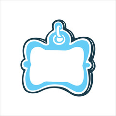 Obraz premium Blank Pet Tag Template, Blue and Black Outline Personalized Collar A tag shaped outline with a blank center