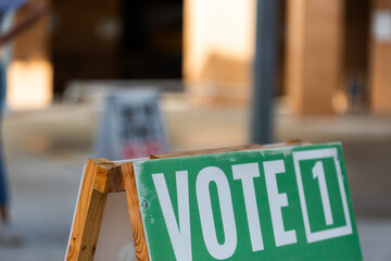 Vote 1 political signage on way to polling station