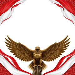 High Detail Indonesian Independence Day Visual with Red White Silk and Subtle Batik Ornaments