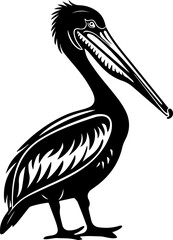 Black and White Pelican Silhouette Illustration