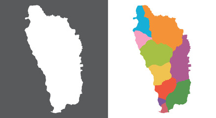 Dominica map set. Map of Dominica in set with multicolor