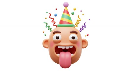 Fototapeta premium Cartoon head emoji with funny expression