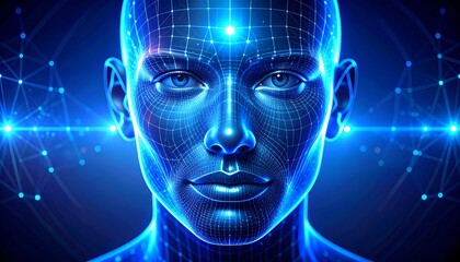 Digital human head, futuristic