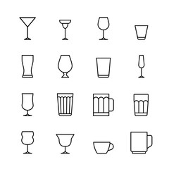 Glass cup icon set. glass cup line icon design. Design element icon